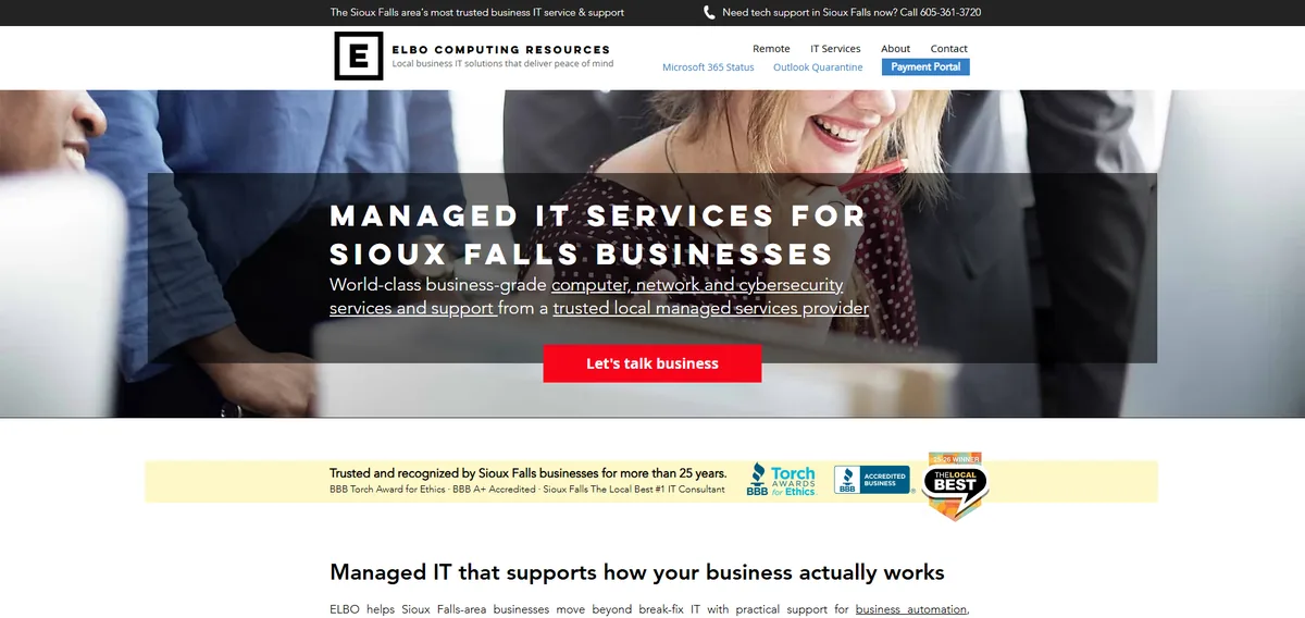 ELBO Computing Resources managed IT services South Dakota homepage