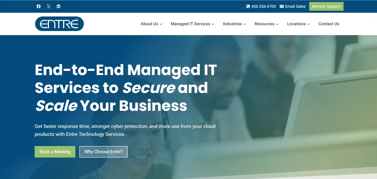 Entre Technology Services managed IT services website homepage