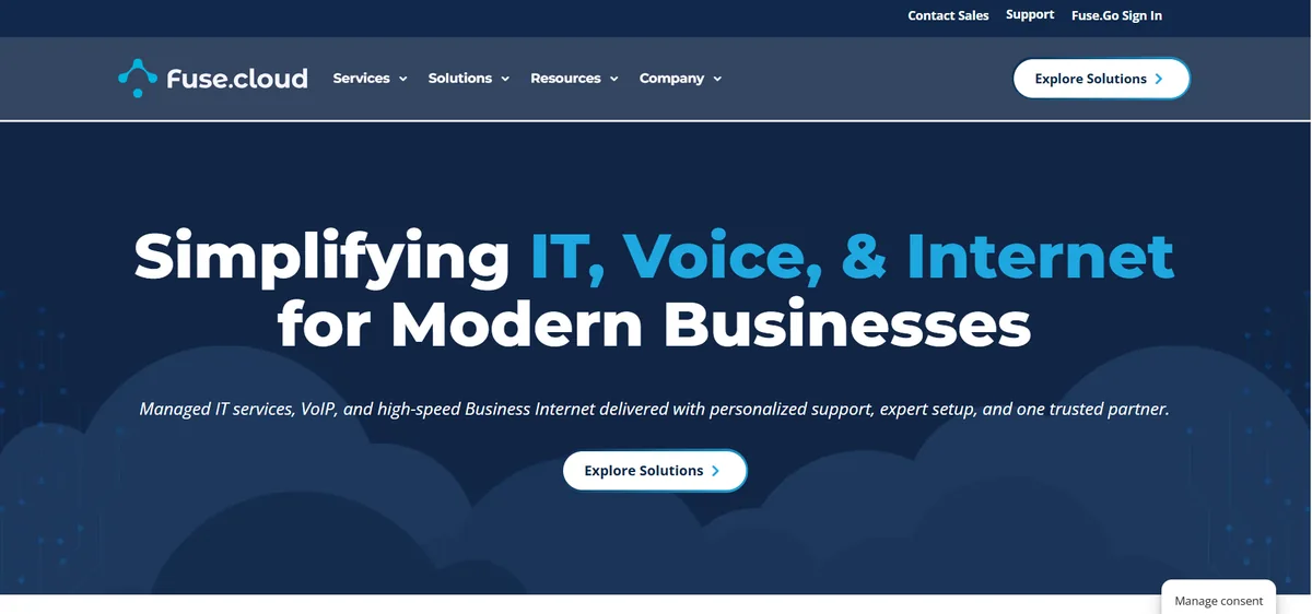 Fuse.Cloud managed IT services website homepage
