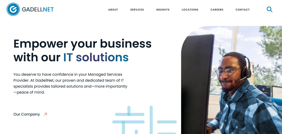 GadellNet Consulting Services managed IT services website homepage