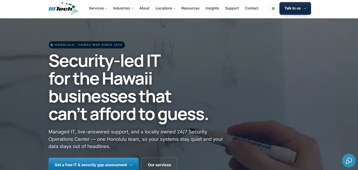HI Tech Hui managed IT and 24/7 SOC security Honolulu Hawaii homepage