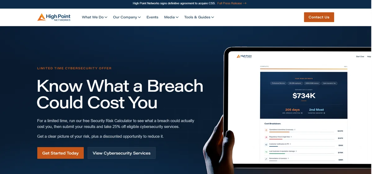 High Point Networks managed IT services website homepage