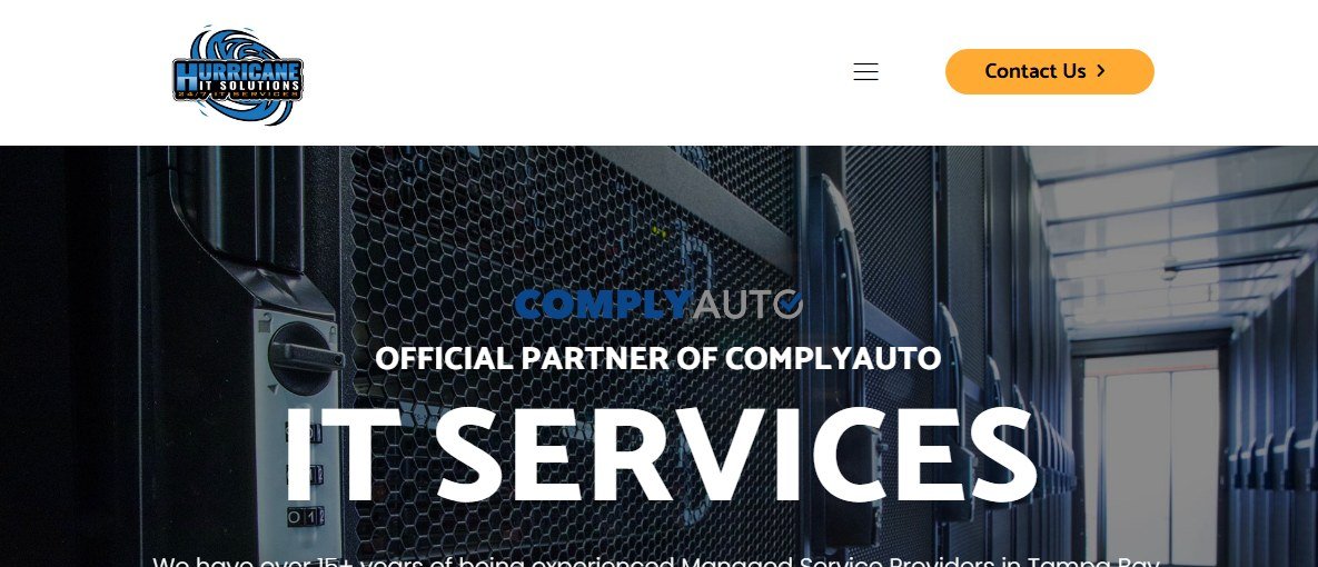 Hurricane IT Solutions managed IT services and ComplyAuto partner Tampa Bay homepage screenshot - hurricane-it.com
