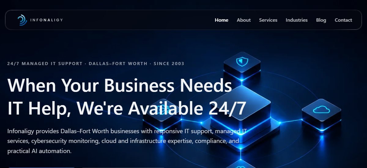 Infonaligy managed IT services homepage