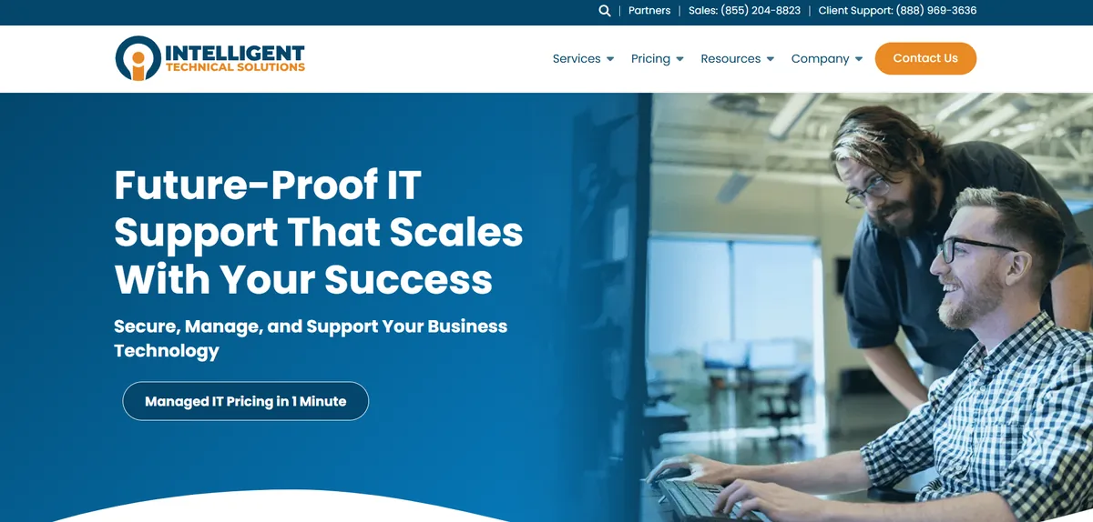 Intelligent Technical Solutions (ITS) managed IT services website homepage