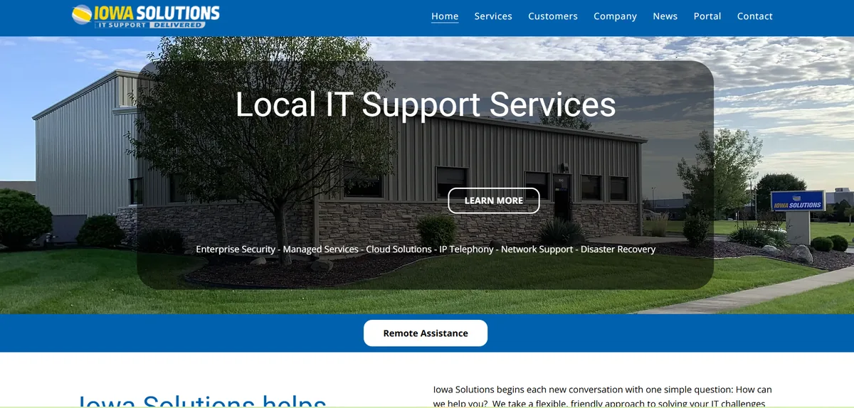 Iowa Solutions managed IT services Hiawatha Iowa homepage