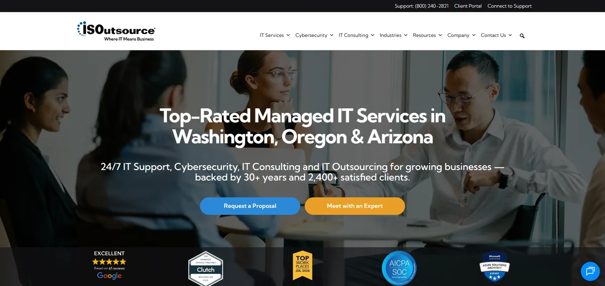 ISOutsource managed IT services Washington homepage