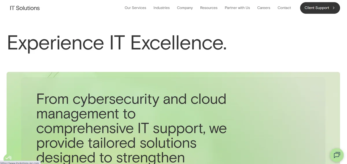 IT Solutions Consulting managed IT services website homepage