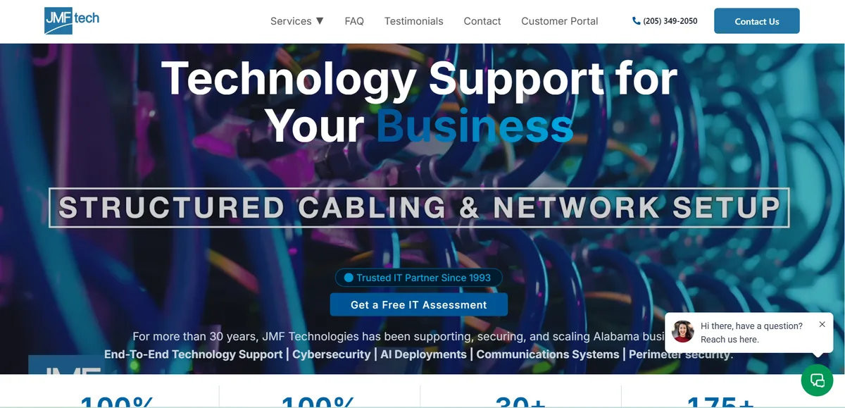 JMF Technologies managed IT services Tuscaloosa Alabama homepage