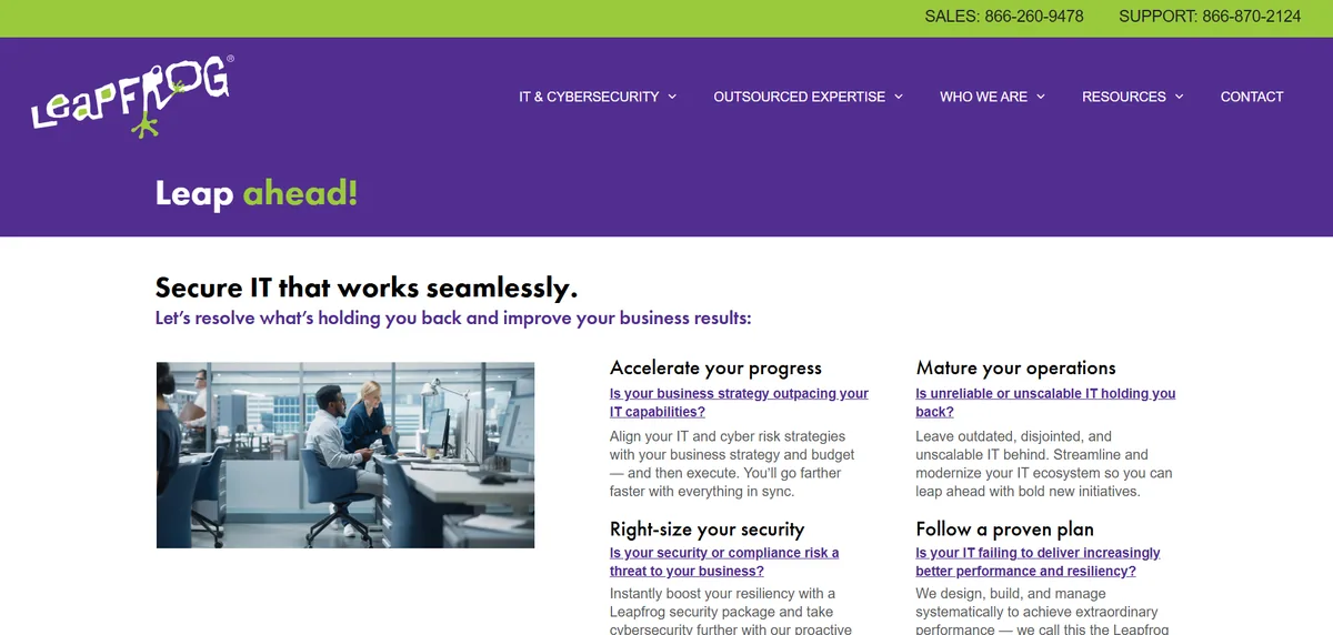 Leapfrog Services managed IT Atlanta Georgia homepage