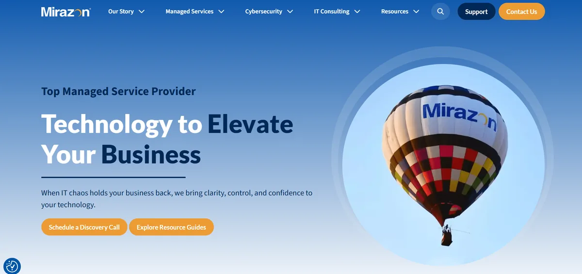 Mirazon managed IT services Louisville Kentucky homepage