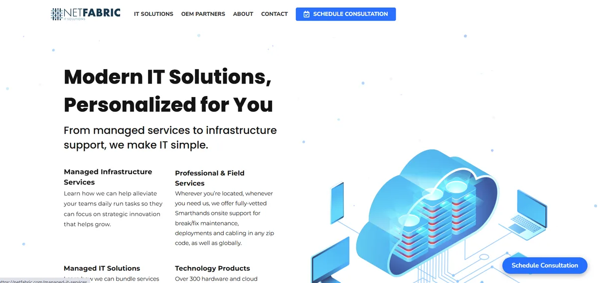 NetFabric IT Solutions managed IT services website homepage