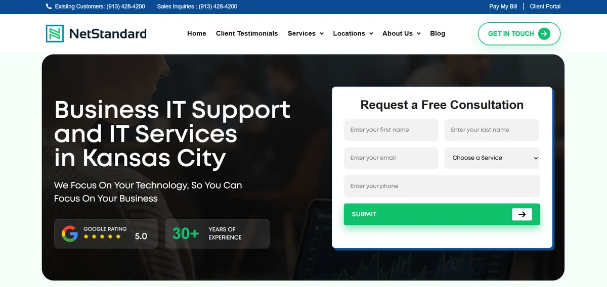 NetStandard managed IT services in Overland Park, Kansas. Homepage