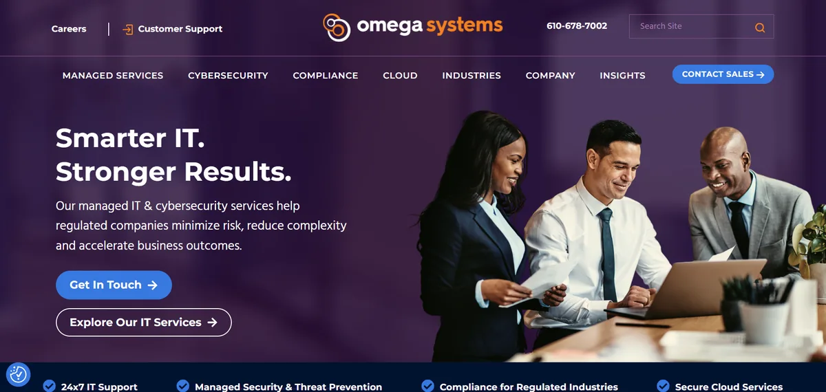 Omega Systems managed IT services website homepage