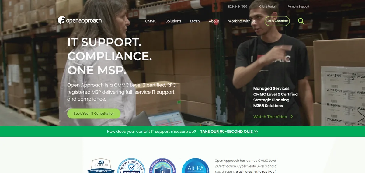 Open Approach managed IT services Vermont homepage