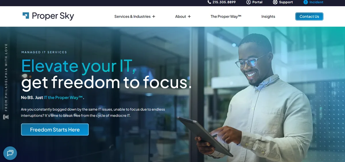 Proper Sky managed IT services website homepage