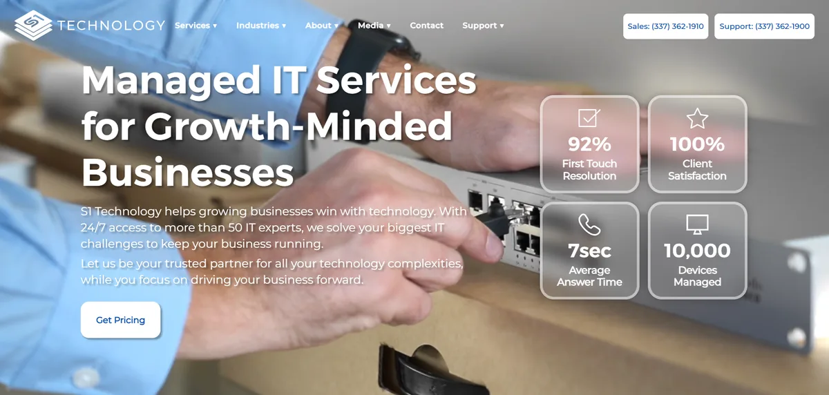 S1 Technology managed IT cybersecurity Lafayette Louisiana homepage