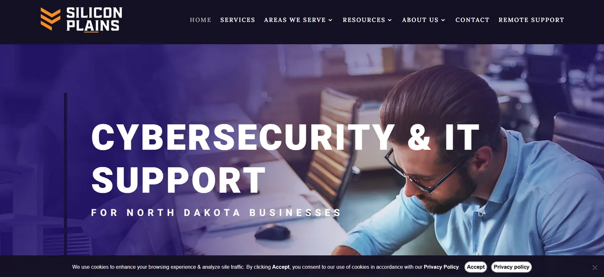 Silicon Plains managed IT services website homepage