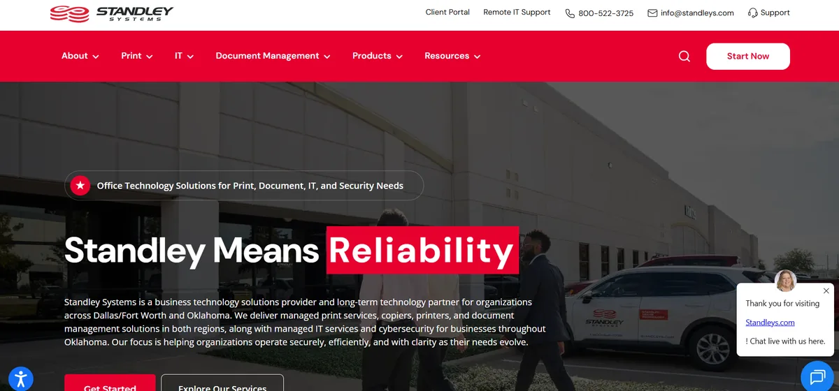 Standley Systems managed IT services website homepage