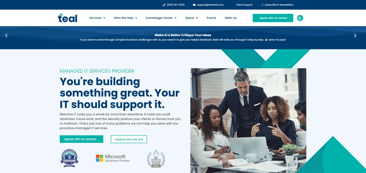 Teal managed IT services Virginia homepage