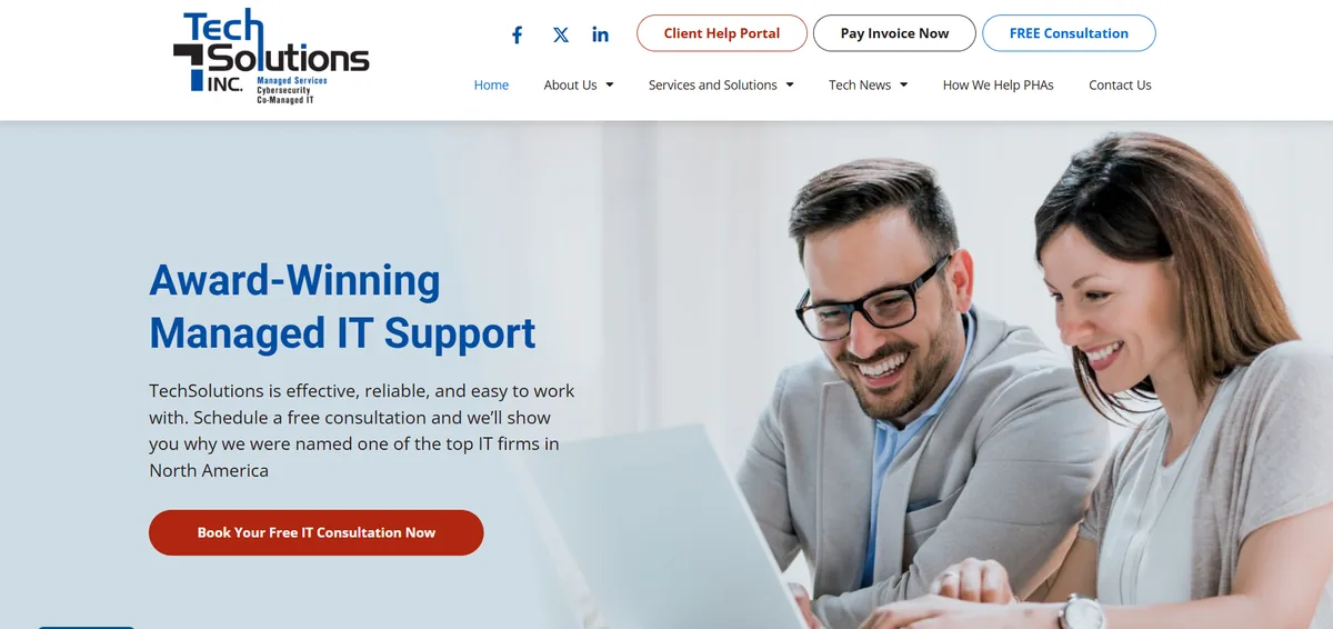TechSolutions Inc managed IT services Delaware homepage
