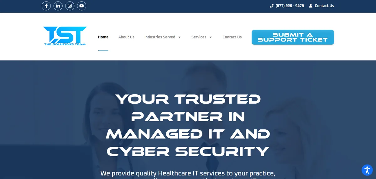 The Solutions Team managed IT services website homepage