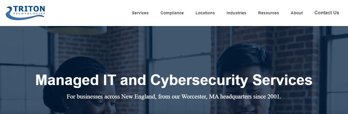 Triton Technologies managed IT and cybersecurity services Worcester MA homepage screenshot - tritoncomputercorp.com