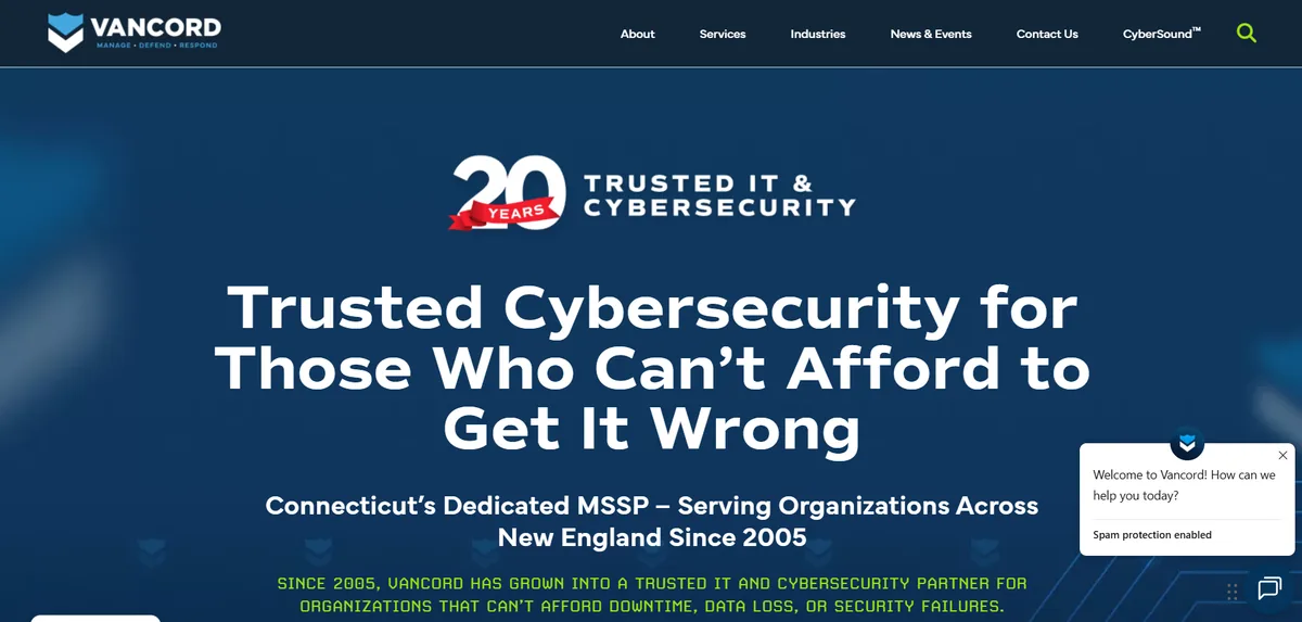 Vancord cybersecurity managed IT services Milford Connecticut