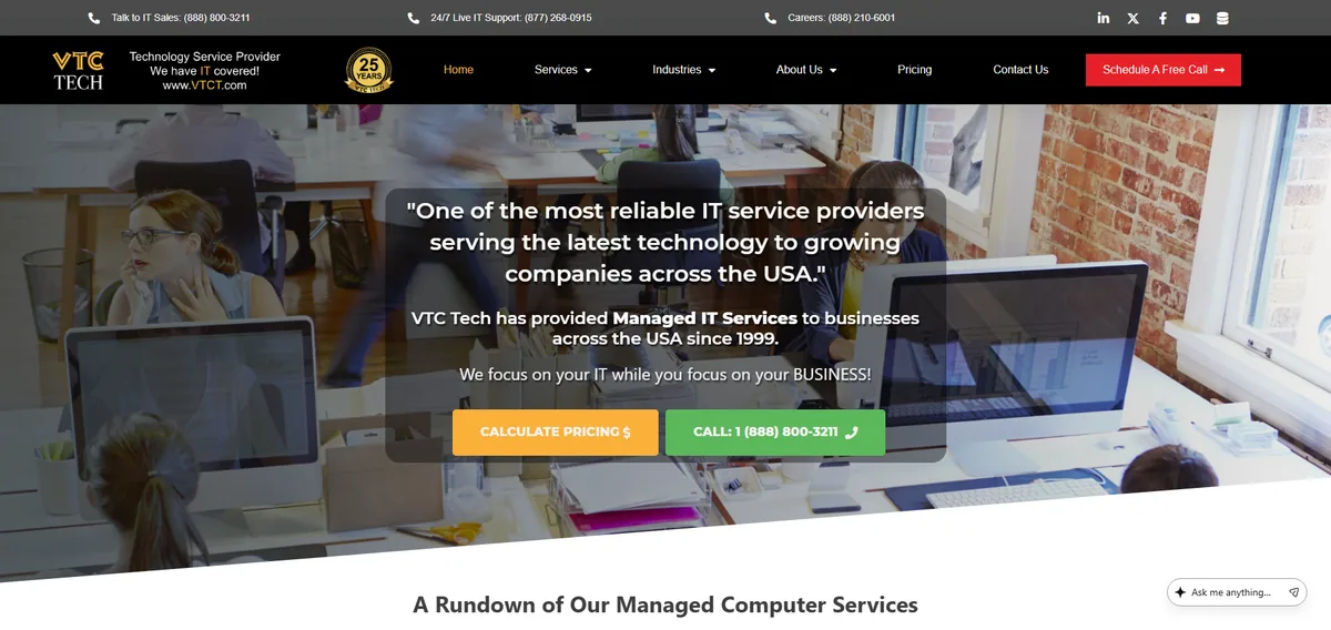 VTC Tech managed IT services Vermont homepage