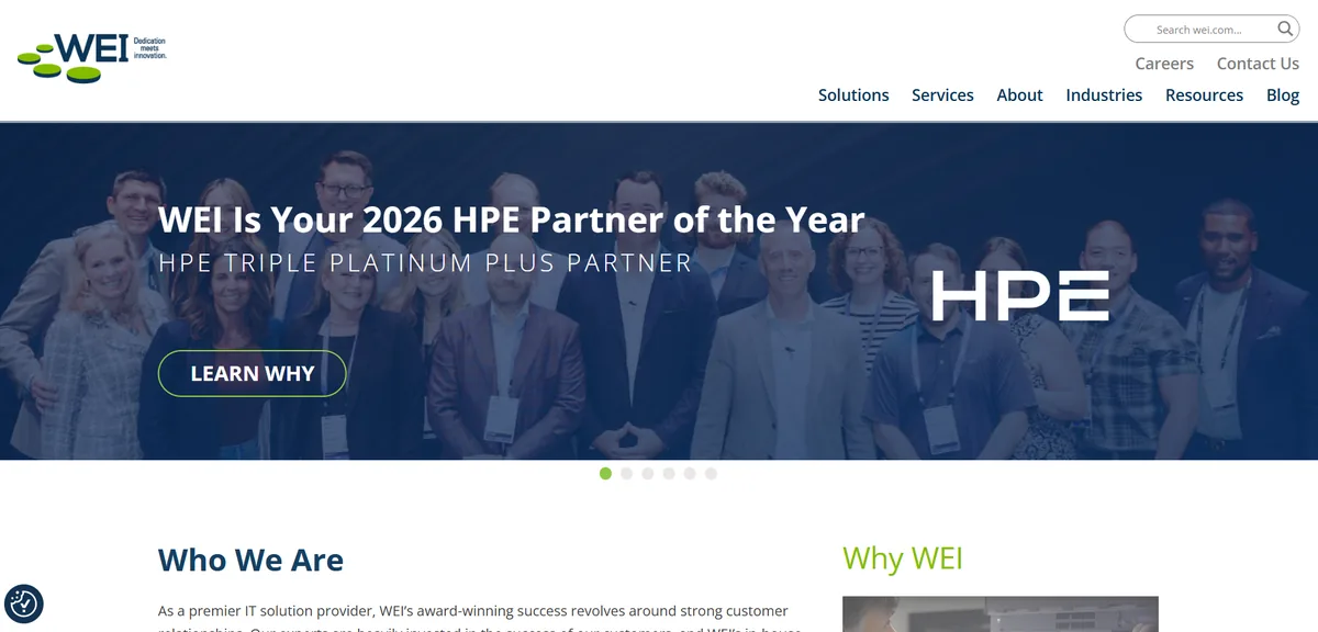 WEI managed IT services website homepage