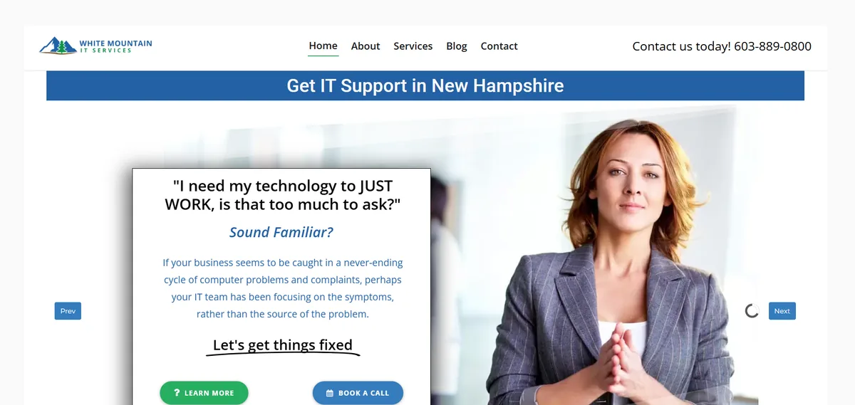 White Mountain IT Services managed IT services website homepage