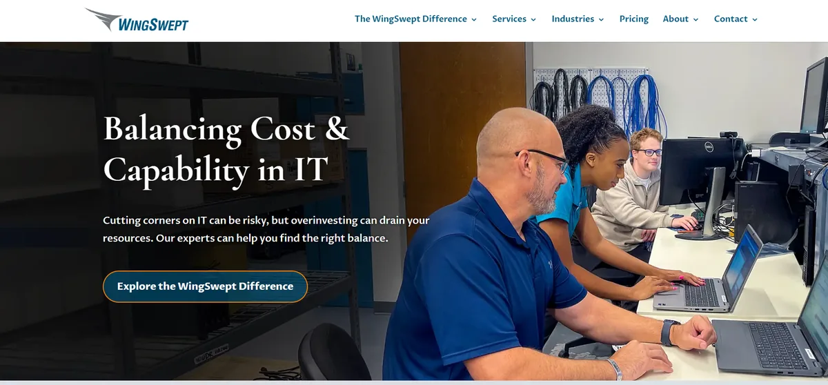 WingSwept managed IT services website homepage