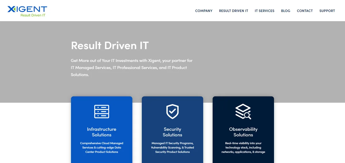 Xigent Solutions managed IT services South Dakota homepage