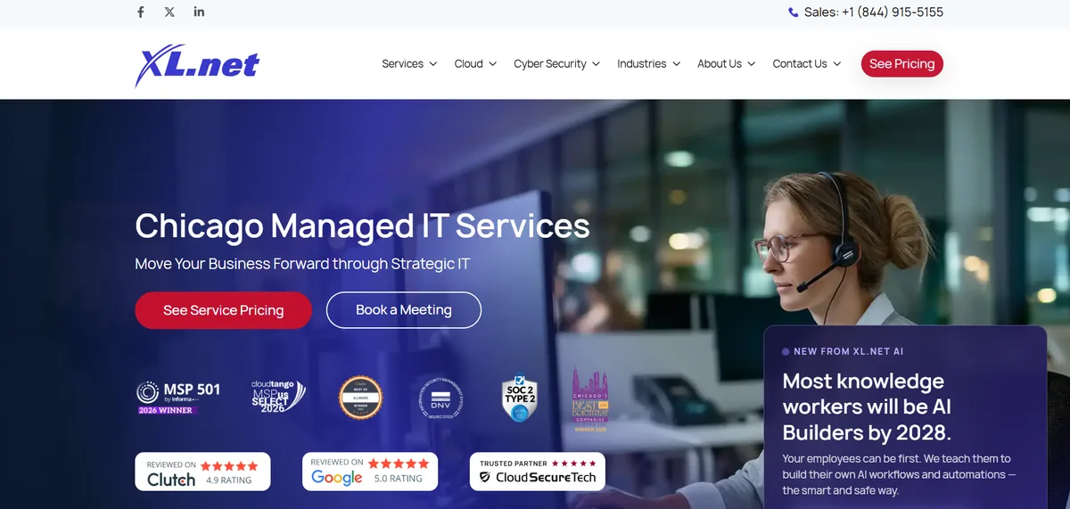 XL.net managed IT services Illinois homepage